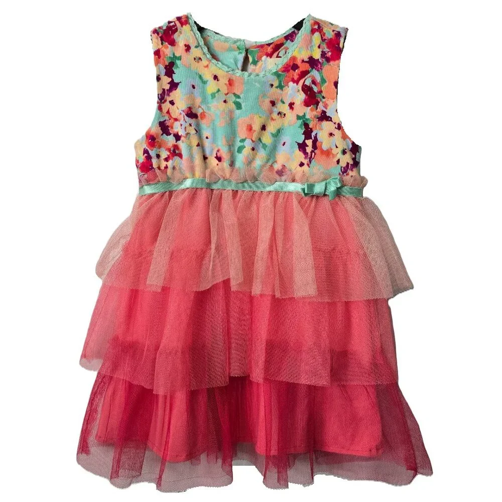 Matilda Jane Tutu Dress 18 24 Month Tiered Tulle Ruffle Pink Floral Wish Wedding